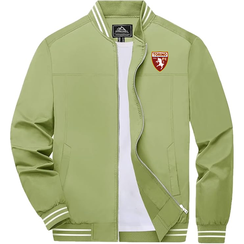 Men's  Torino Soccer Zip-Up Bomber Jacket Ribbed Collar and Cuffs Outerwear